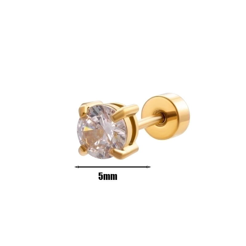 1 Piece Ear Cartilage Rings & Studs Minimalist Round 316L Stainless Steel  Plating Inlay Zircon