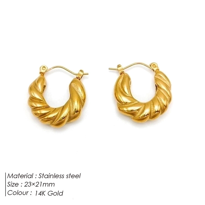 1 Pair Minimalist Geometric Plating Stainless Steel 18K Gold Plated Hoop Earrings