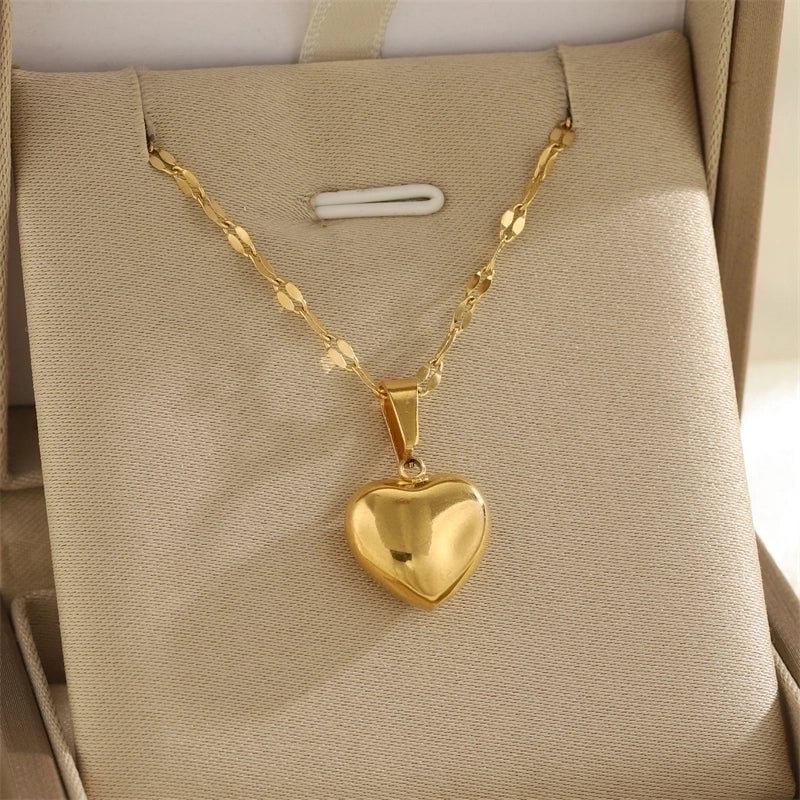 Minimalist Classic Style Sun Heart Shape Bow Knot 201 Stainless Steel 304 Stainless Steel Rhinestones Shell Zircon 18K Gold Plated Inlay Pendant Necklace