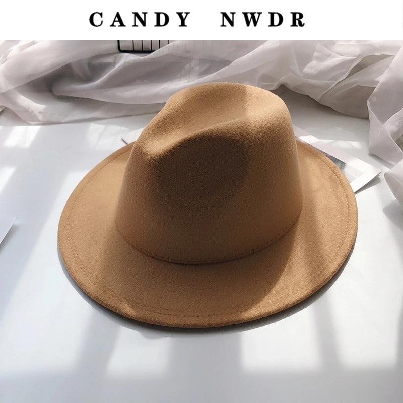 Unisex Fashion Solid Color Wide Eaves Felt Hat