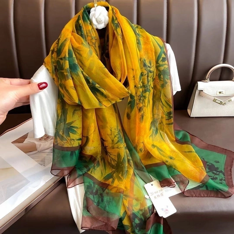 Women's Elegant Color Block Yourou Yarn Silk Scarf