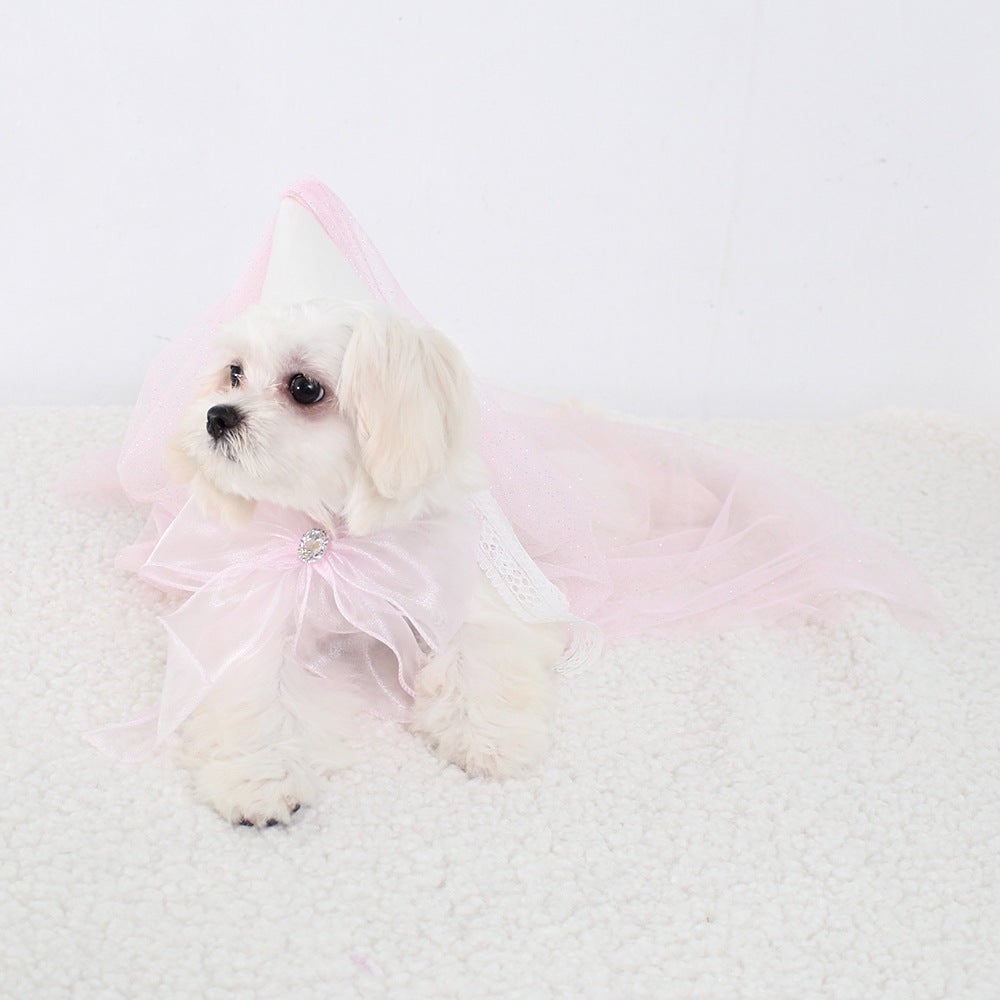 Party Lace Dog Cat Necklace&Hat Set