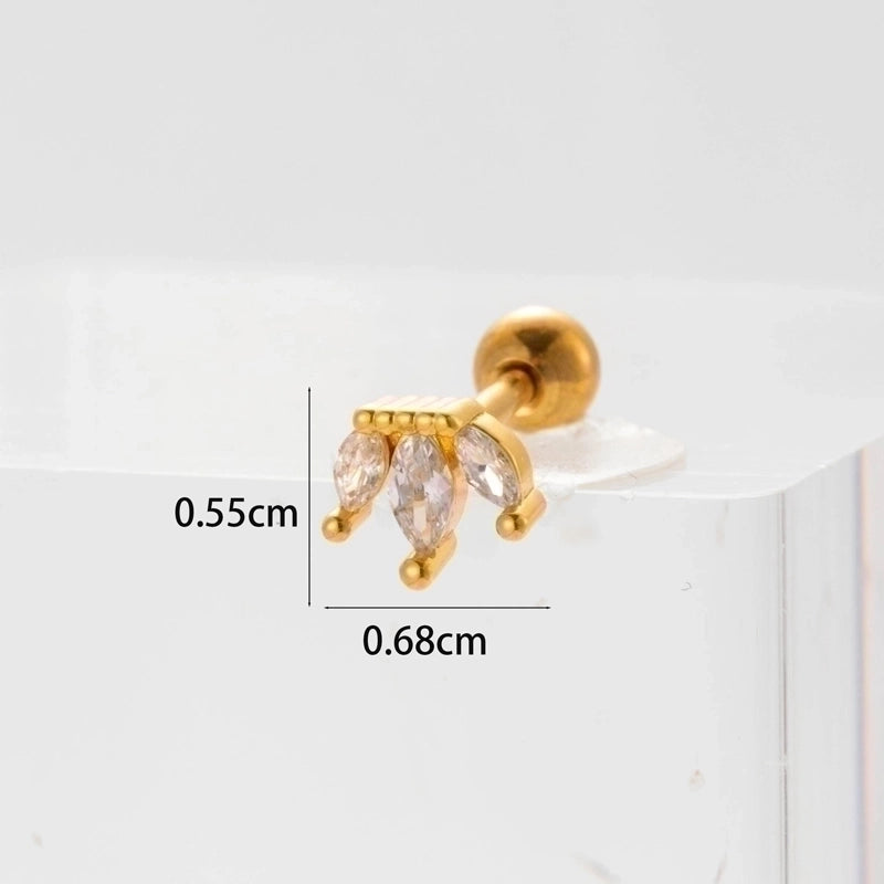 Ear Cartilage Rings & Studs Flower 316L Stainless Steel  Copper Inlaid Zircon
