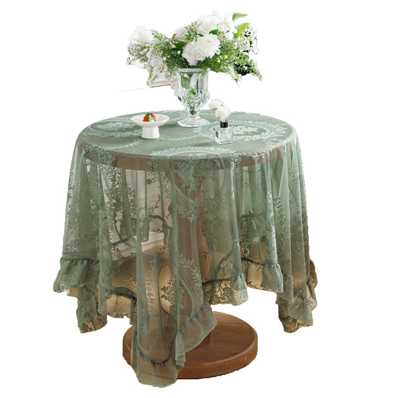 Pastoral Style Hollow Lace Tablecloth Round Window Flower Ruffled Tablecloth Fresh Lace Tablecloth In Stock Style