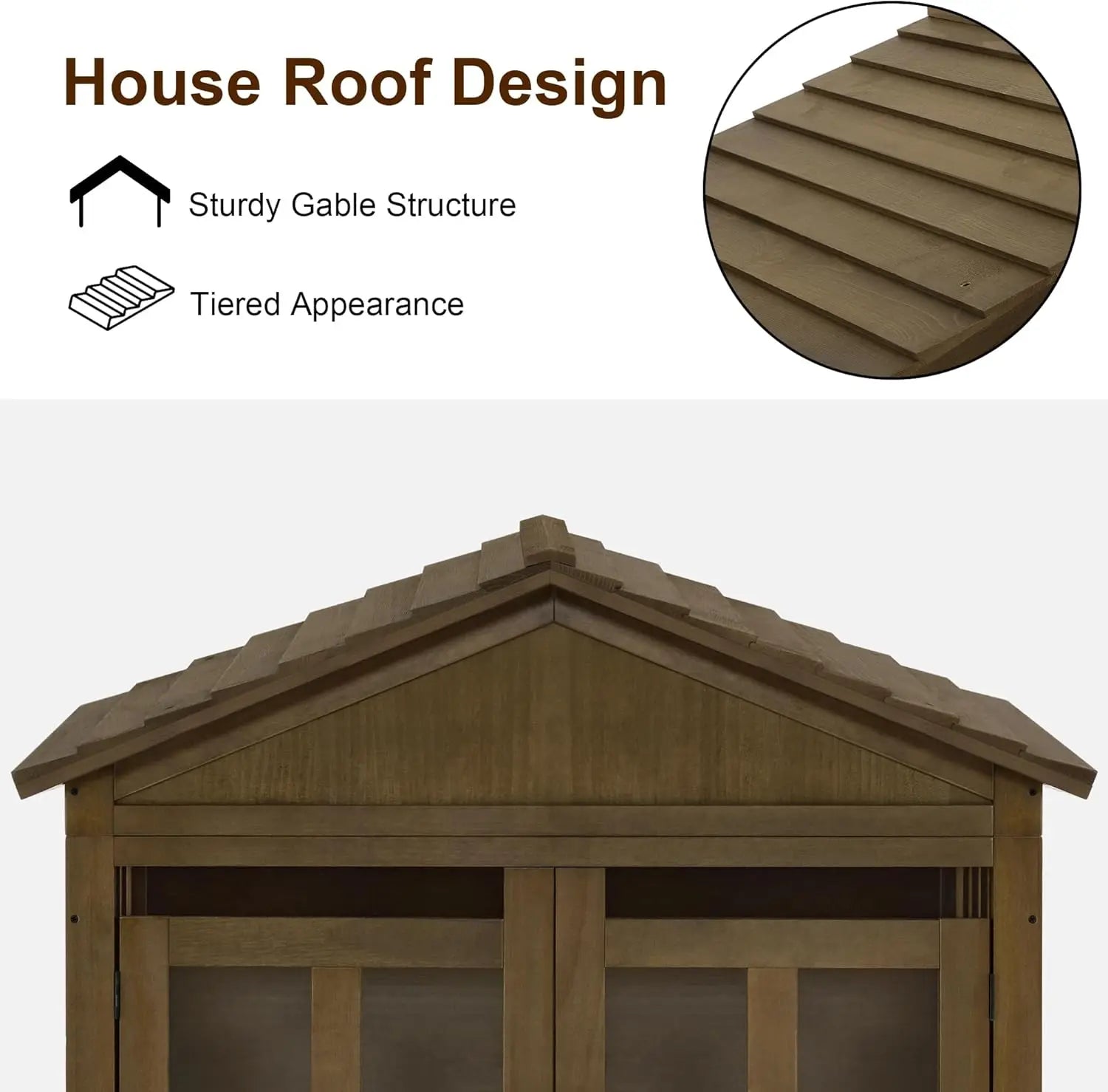 Wooden Dog House Furniture. Solid Wood Pet Kennel Indoor for Small/Medium Dogs. JD54 (Brwon. Medium)