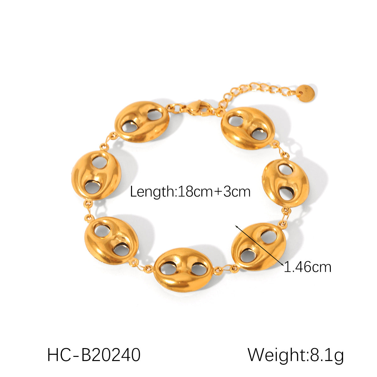 Ins Stainless Steel Bracelet Square Butterfly Shell Water Drop Zircon Flower Pig Nose Buckle 18K Gold Titanium Steel Jewelry