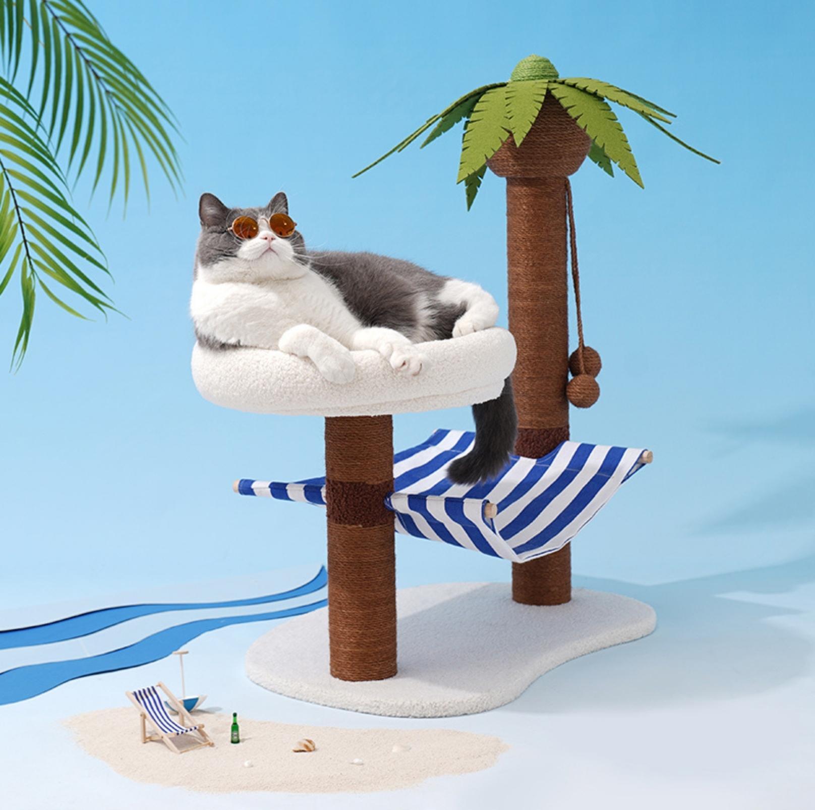 Coconut Tree Style Cat Scratching Post With Nest