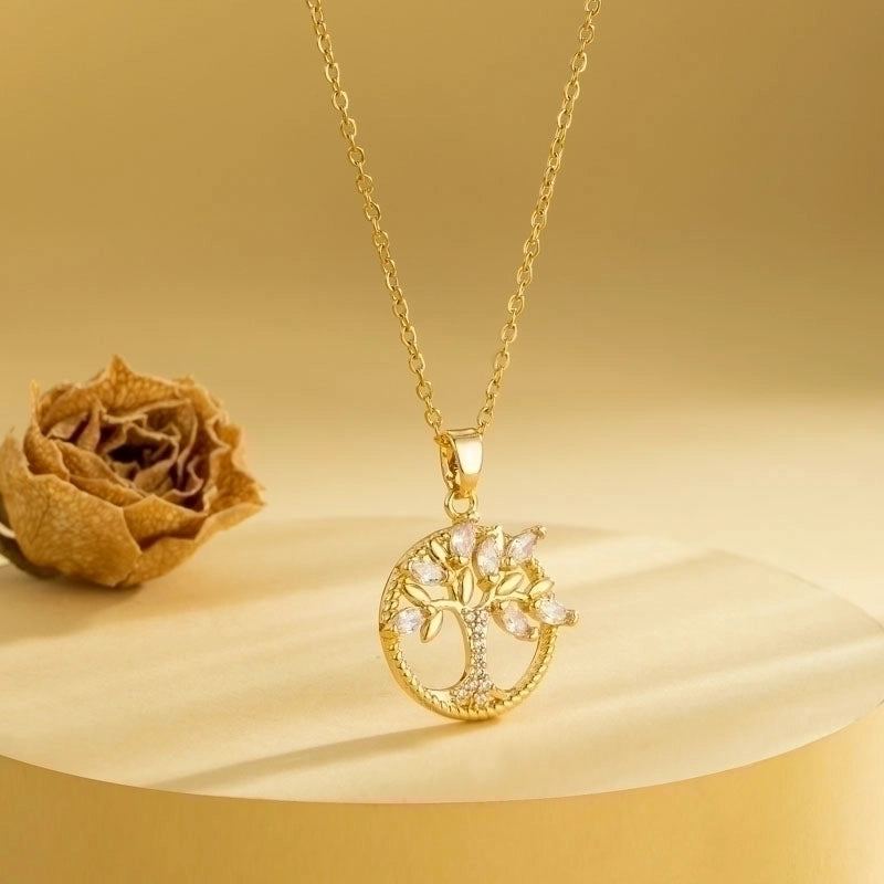 2 Pieces Stainless Steel Titanium Steel 18K Gold Plated Casual Elegant Plating Inlay Cross Heart Shape Flower Zircon Pendant Necklace