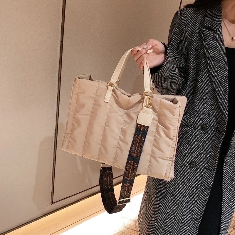 Women's Medium Nylon Solid Color Streetwear Zipper Tote Bag