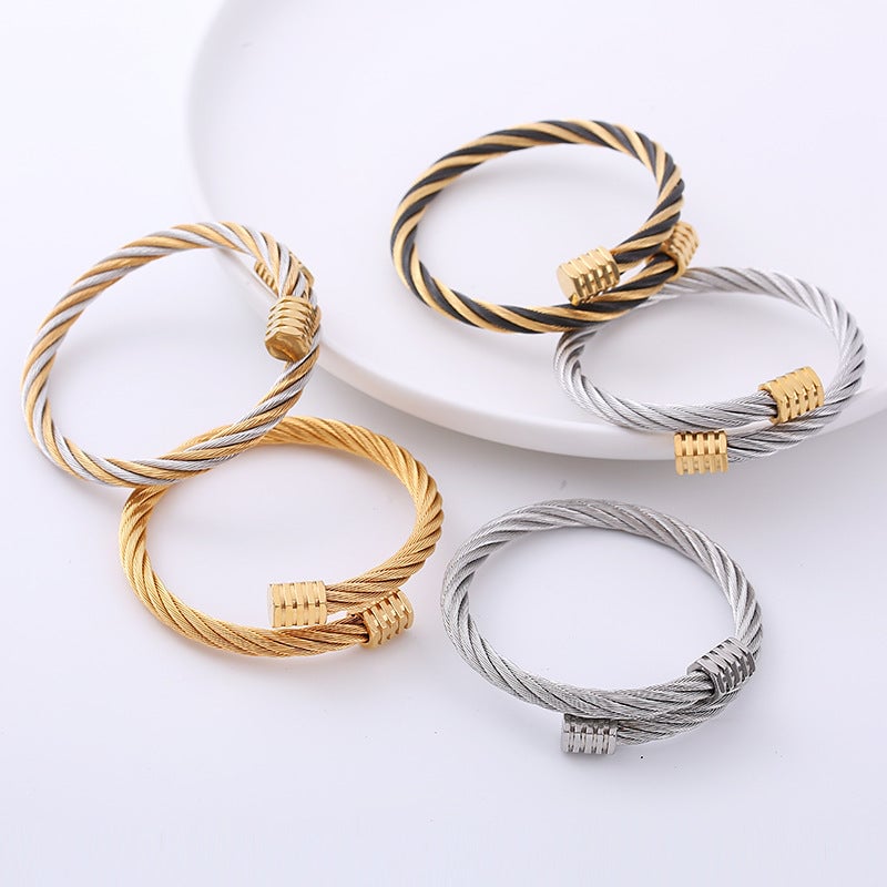 Punk Stainless Steel Electroplating Bangles