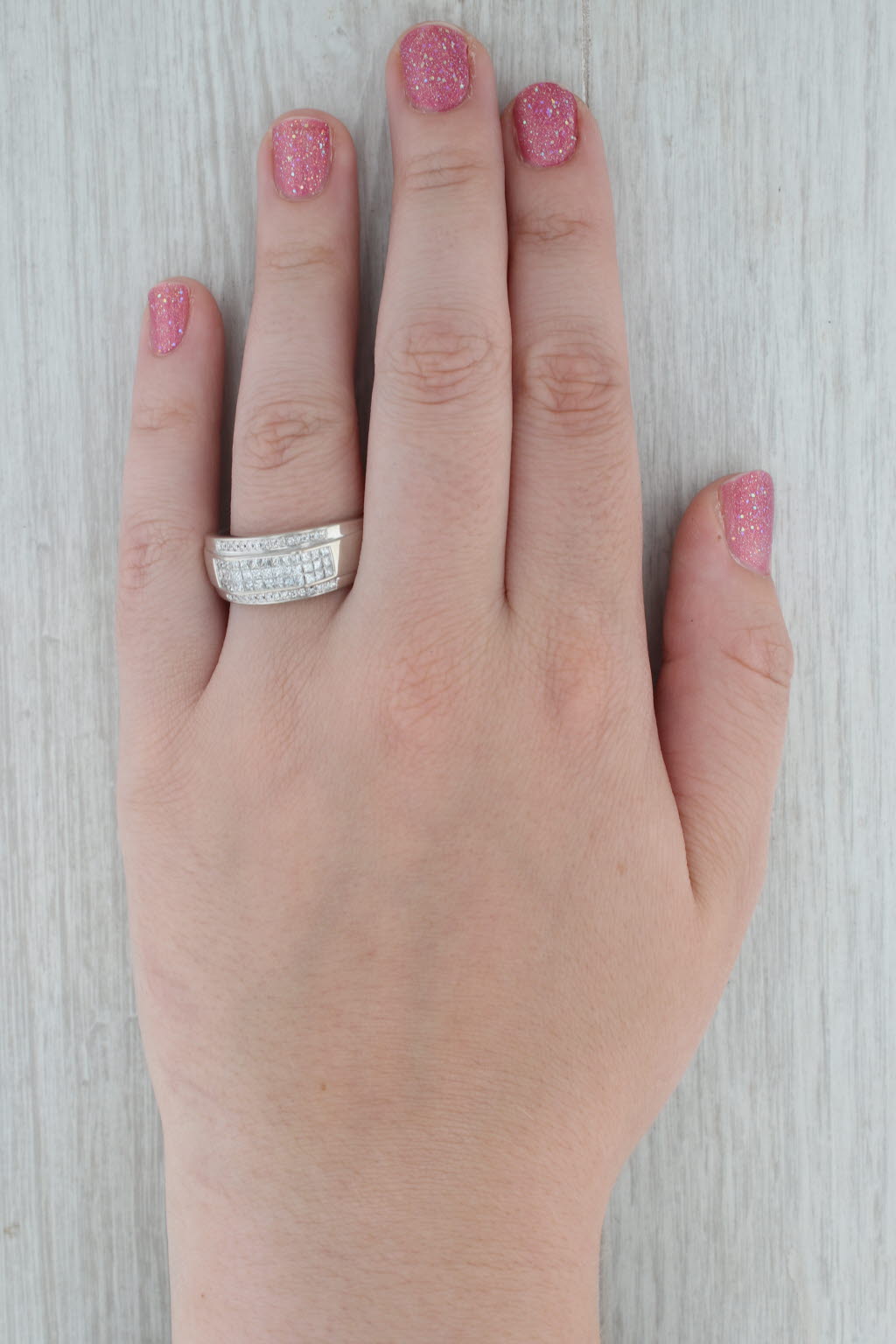 1.24ctw Men's Diamond Band 14k White Gold Size 12.25