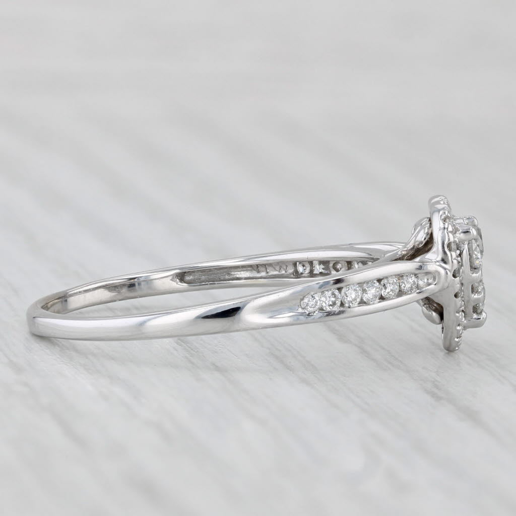 0.36ctw Diamond Cluster Heart Halo Ring 14k White Gold Engagement Size 10