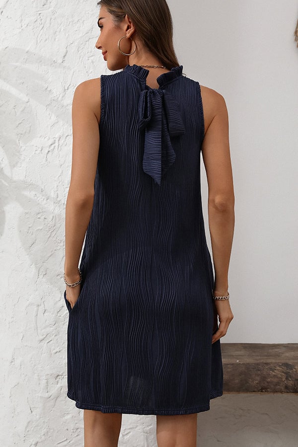 Solid Color Halter Neck Casual Mini Dress