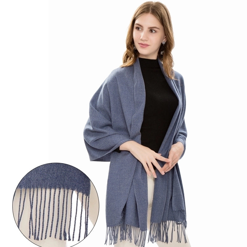 Women's Minimalist Tassel Solid Color Imitation Cashmere Scarf