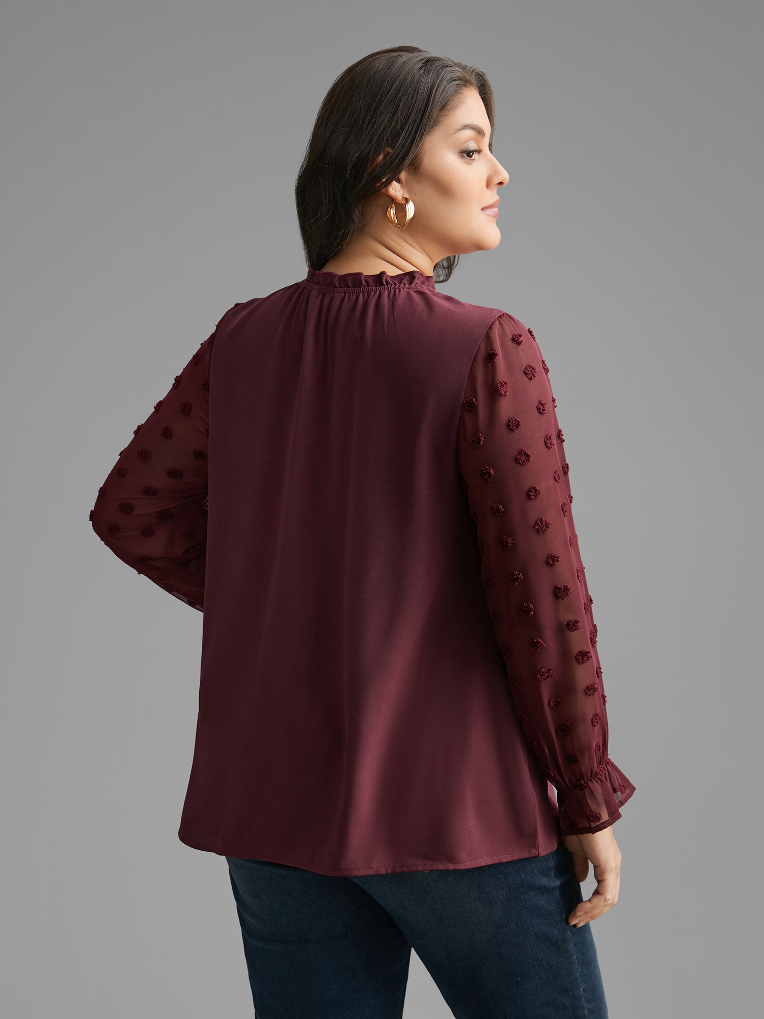 Texture Ruffles Patchwork Gathered Blouse