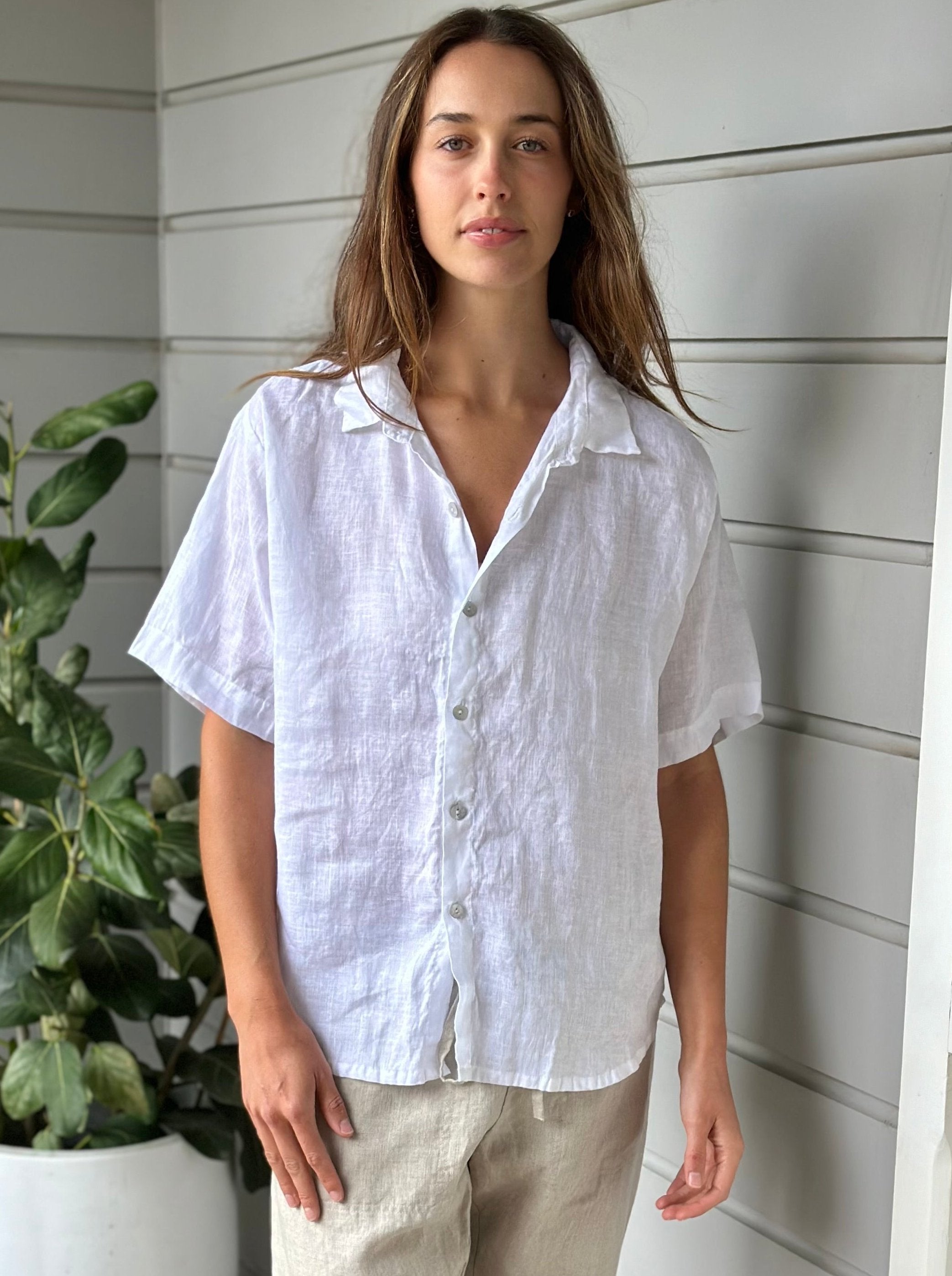 august shirt-white linen