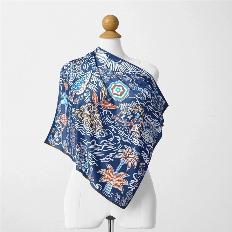 Women's Minimalist Classic Style Color Block Polyester Printing Flowers Silk Scarf