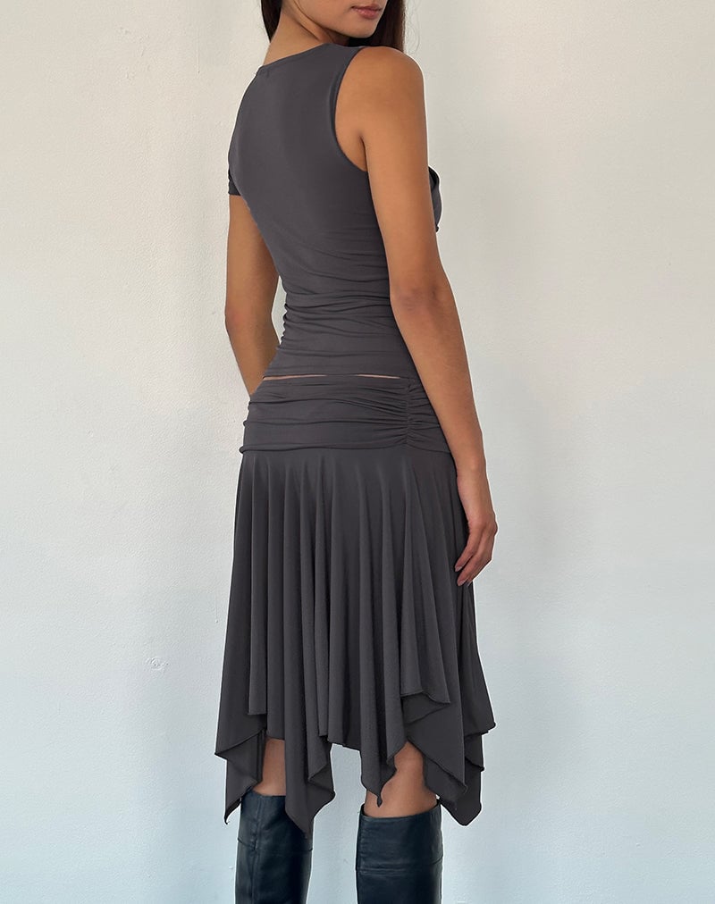 Zera Asymmetric Ruched Top in Grey