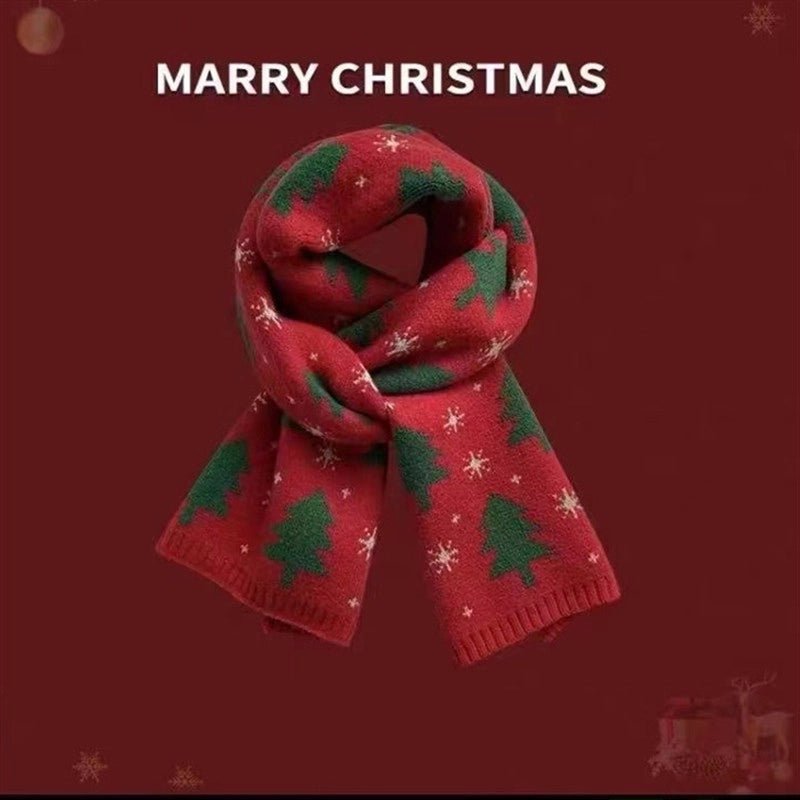 Women's Casual Cute Christmas Tree Santa Claus Snowman Imitation Cashmere Scarf