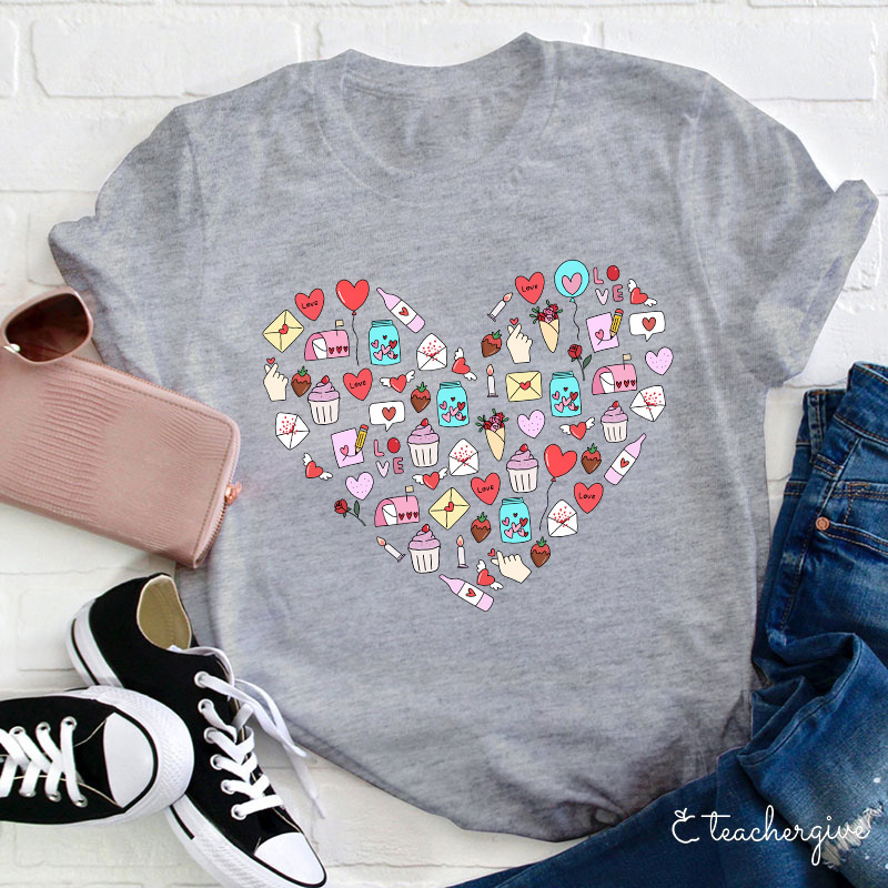 Valentine Heart Teacher T-Shirt