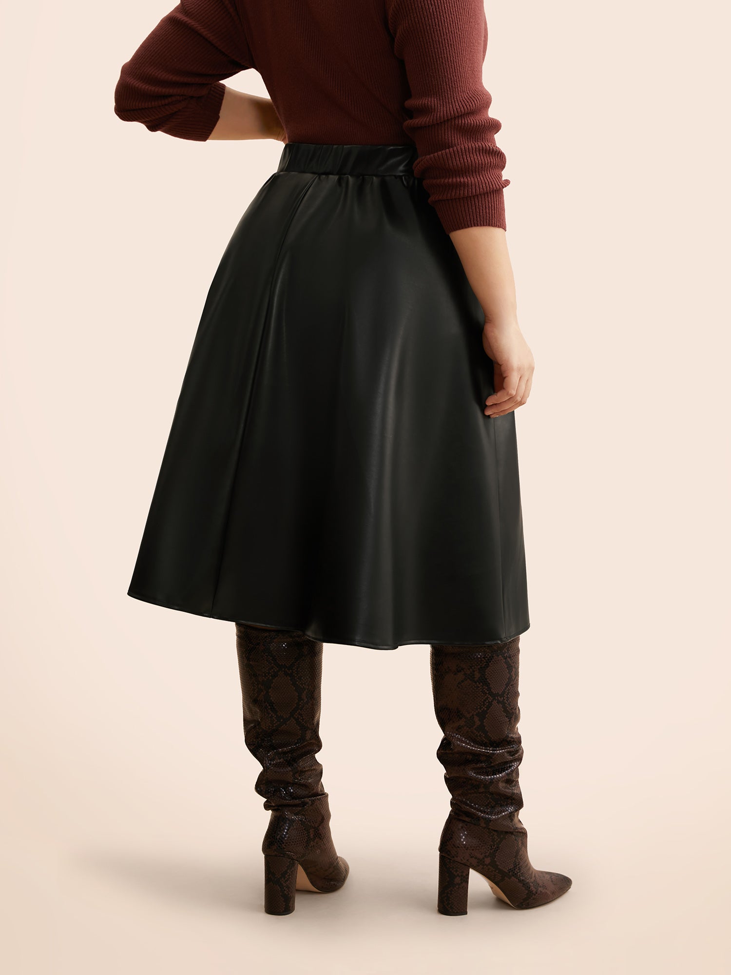 PU Leather A-Line Skirt