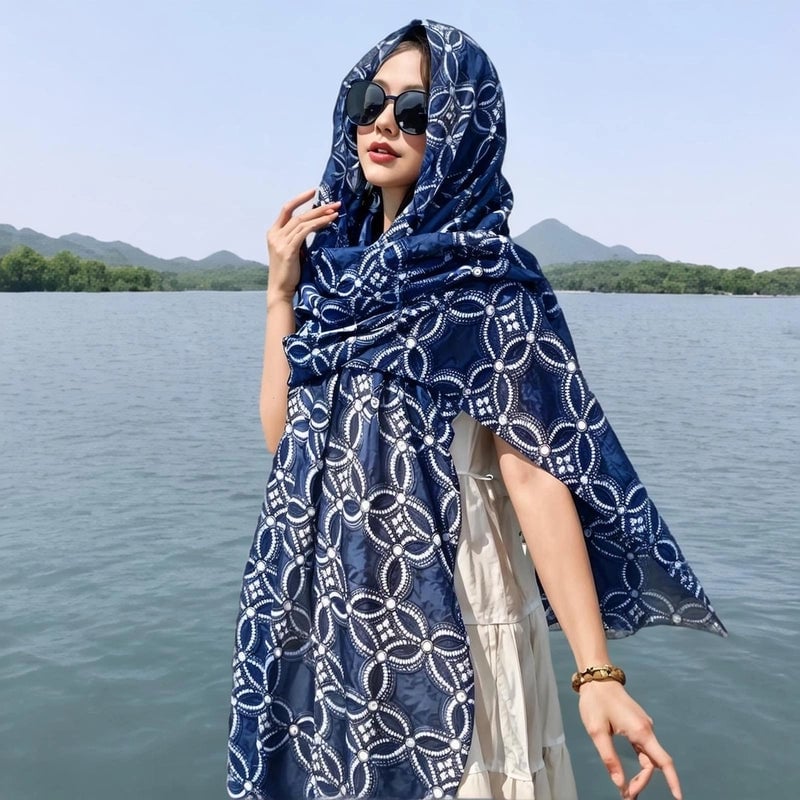 Women's Sweet Pastoral Flower Polyester Silk Scarf