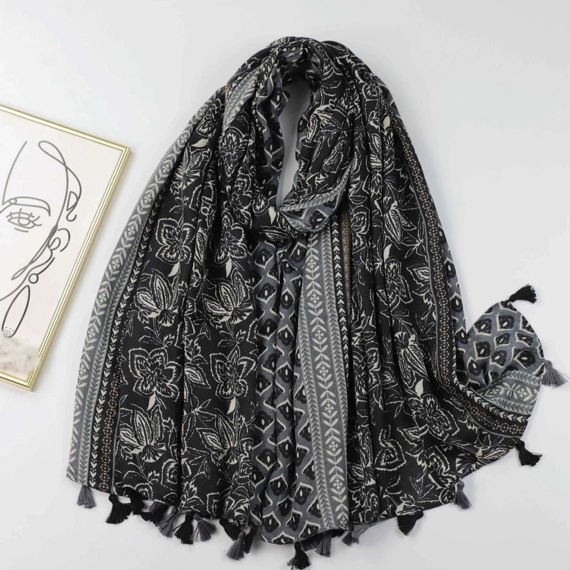 Women's Vacation Flower Polyester Scarf