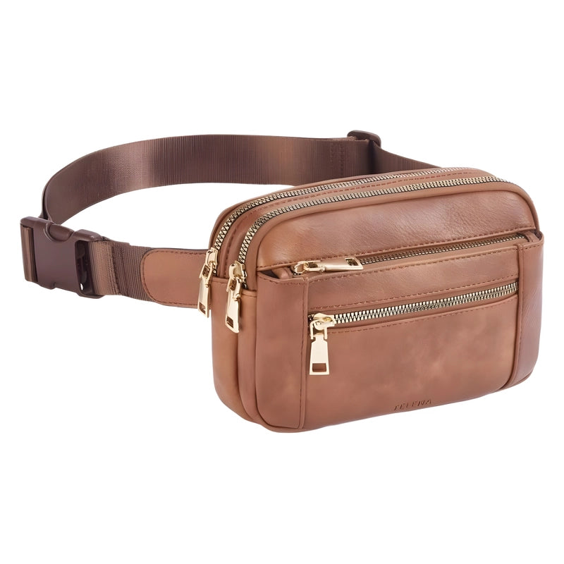 Women's Basic Solid Color Pu Leather Waist Bags