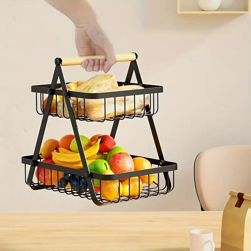 2 Tier Metalic Multi Purpose Storage Basket- Black(5322)