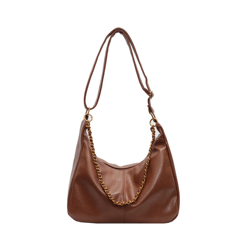 Women's Medium Pu Leather Solid Color Classic Style Streetwear Square Zipper Shoulder Bag