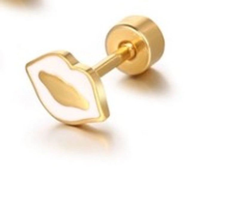 1 Piece Fashion Lips Plating 304 Stainless Steel Ear Studs