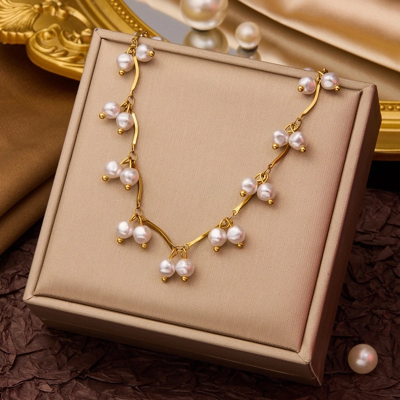 Elegant Minimalist Geometric Flower Bow Knot Titanium Steel Plating Pendant Necklace