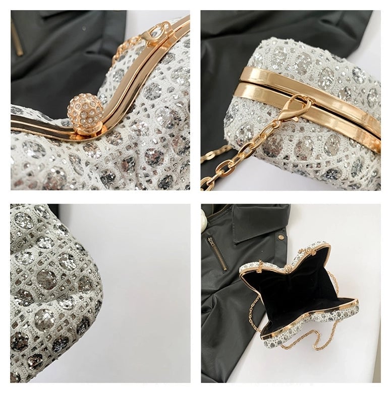 Women's Small Special Material Solid Color Butterfly Elegant Vintage Style Lock Clasp Evening Bag