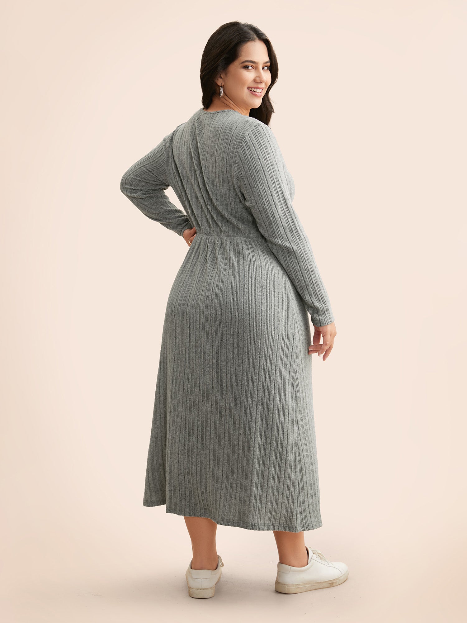 Airy Cozy Neck Cut-Out Midi Dress