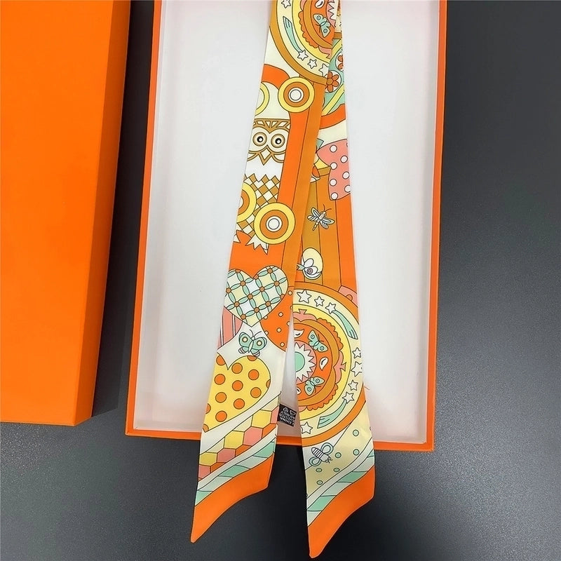 Women's Elegant Geometric Satin Tassel Silk Scarf