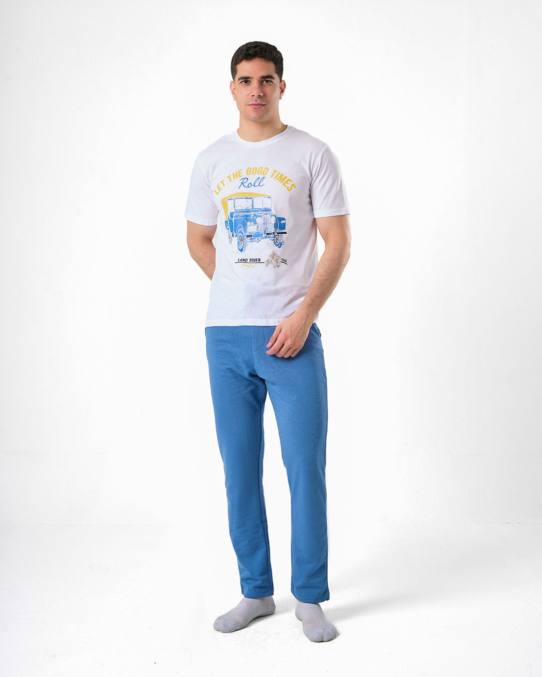 Men Short Sleeves Pajama with Pants