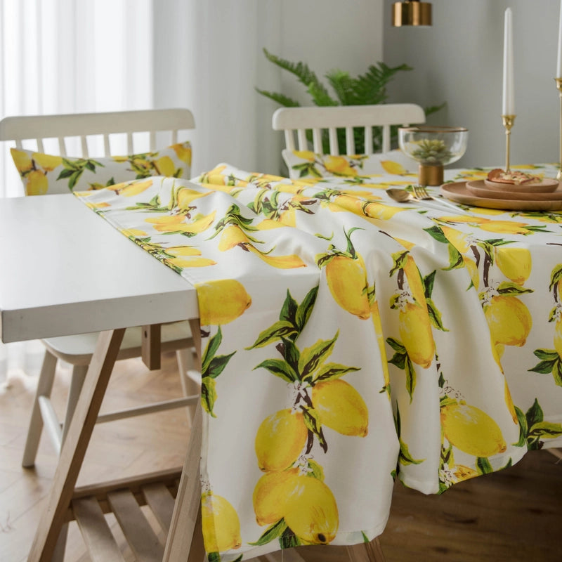 Tablecloth Fabric Waterproof Lemon Printing Small Fresh Yellow  Internet Celebrity Table Mat Coffee Table Tablecloth