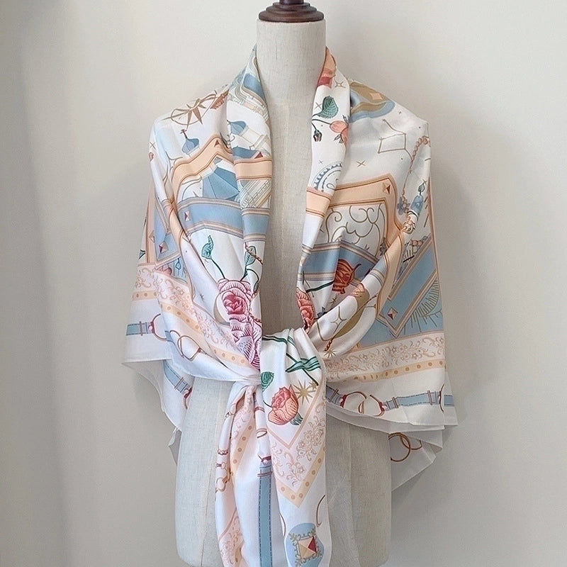 Women's Elegant Minimalist Plant Polyester Silk Scarf