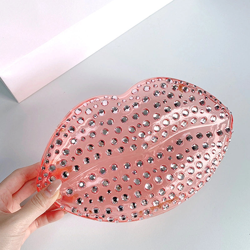 White Pink Rose Red PVC Solid Color Lip Shape Evening Bags