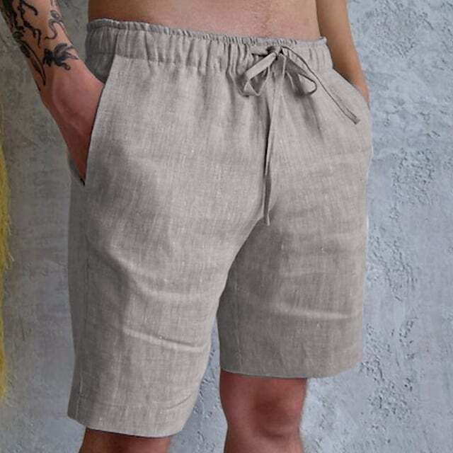 8-PACK Men's Linen Shorts Summer Shorts