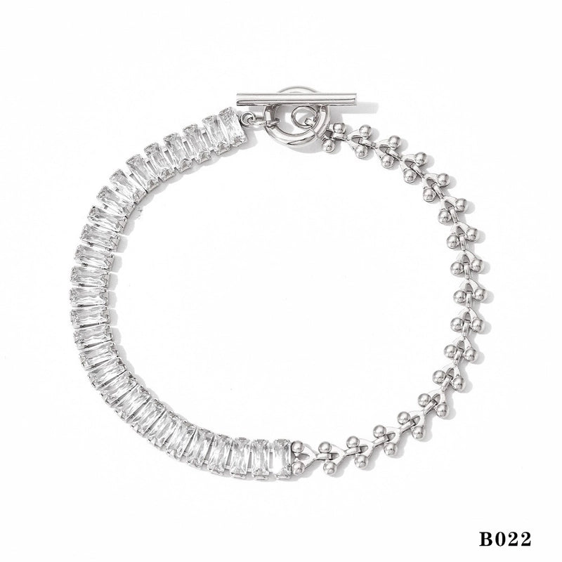 2 Pieces Casual Modern Style Geometric Heart Shape 304 Stainless Steel 16K Gold Plated White Gold Plated Gold Plated Zircon Bracelets In Bulk