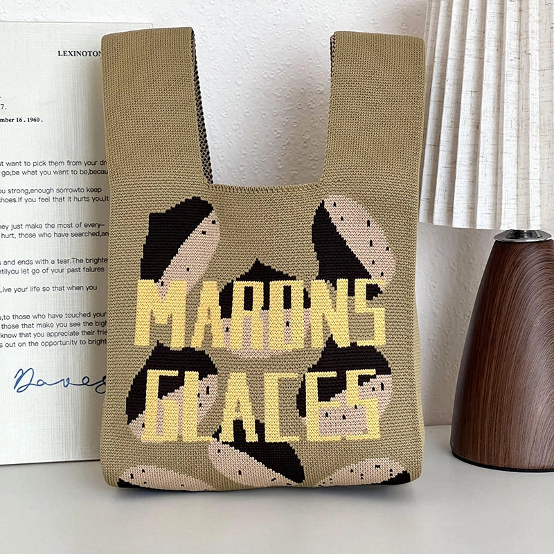 Small Square Bag Women's Handbag Special-Interest Design Knitted Cartoon Hand Gift Knitted Vest Shoulder Messenger Bag