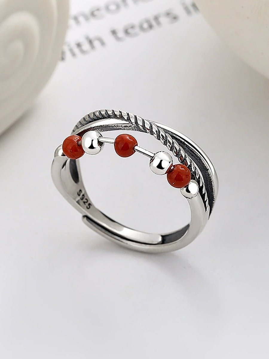 Women Vintage Bead Weave S925Silver Ring