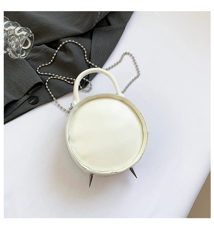 Women's Small Pu Leather Number Elegant Round Zipper Crossbody Bag