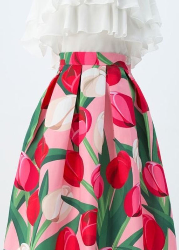 Stylish Rainbow Print High Waist Maxi Skirts