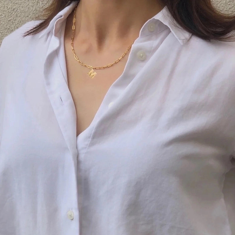 Preppy Style Solid Color Shiny Letter 304 Stainless Steel Pendant Necklace