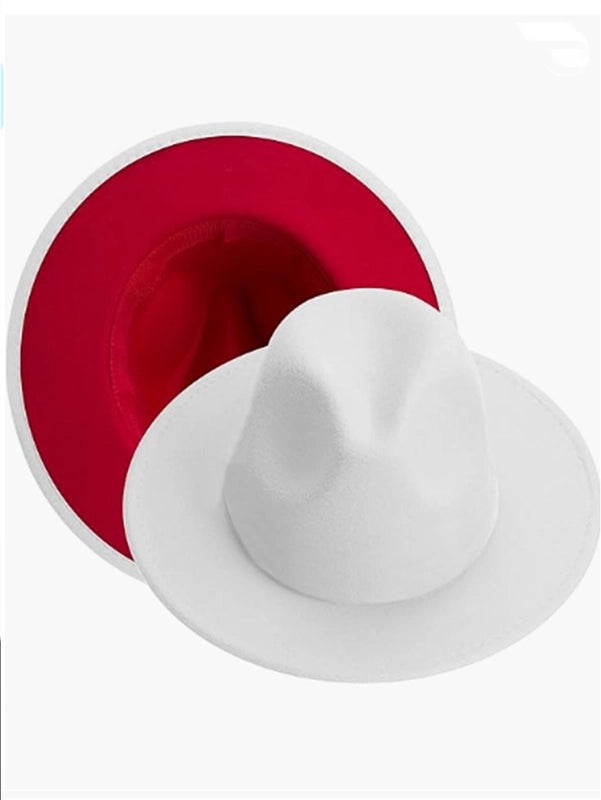 Hot Sale Woolen Hat Fashion Double-sided Color Matching Hat Men And Women Flat Brim Jazz
