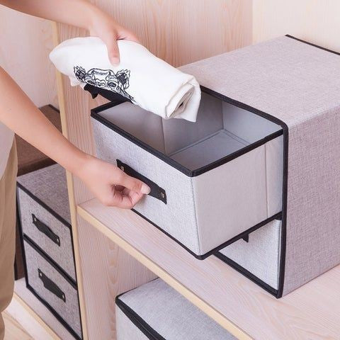 2X DRAWERS FABRIC STORAGE BOX