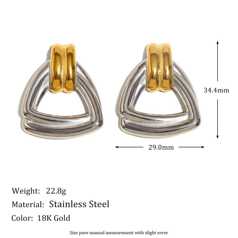 Fashion Geometric Pearl Black Onyx Eye Earrings Stainless Steel 18K Gold Plated Twisted Cross Earrings