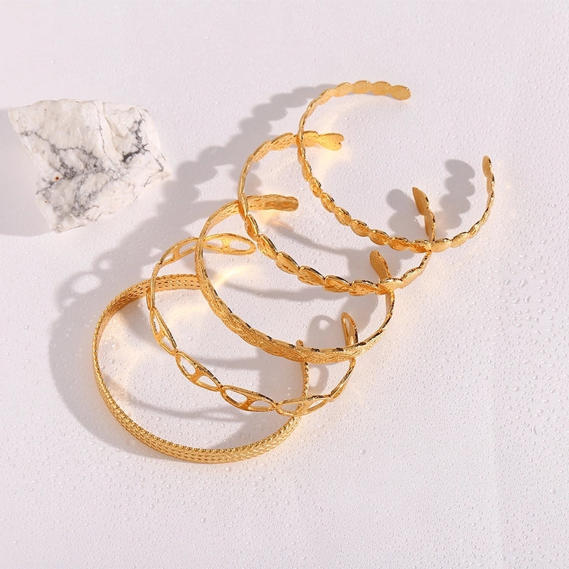 Fashion Solid Color 304 Stainless Steel 18K Gold Plated Bangle In Bulk